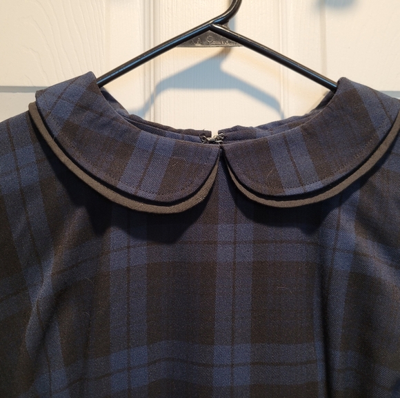 Hell Bunny Vixen 'Doralee' collared pencil dress in navt/black tartan (UK XL) - Picture 3 of 8